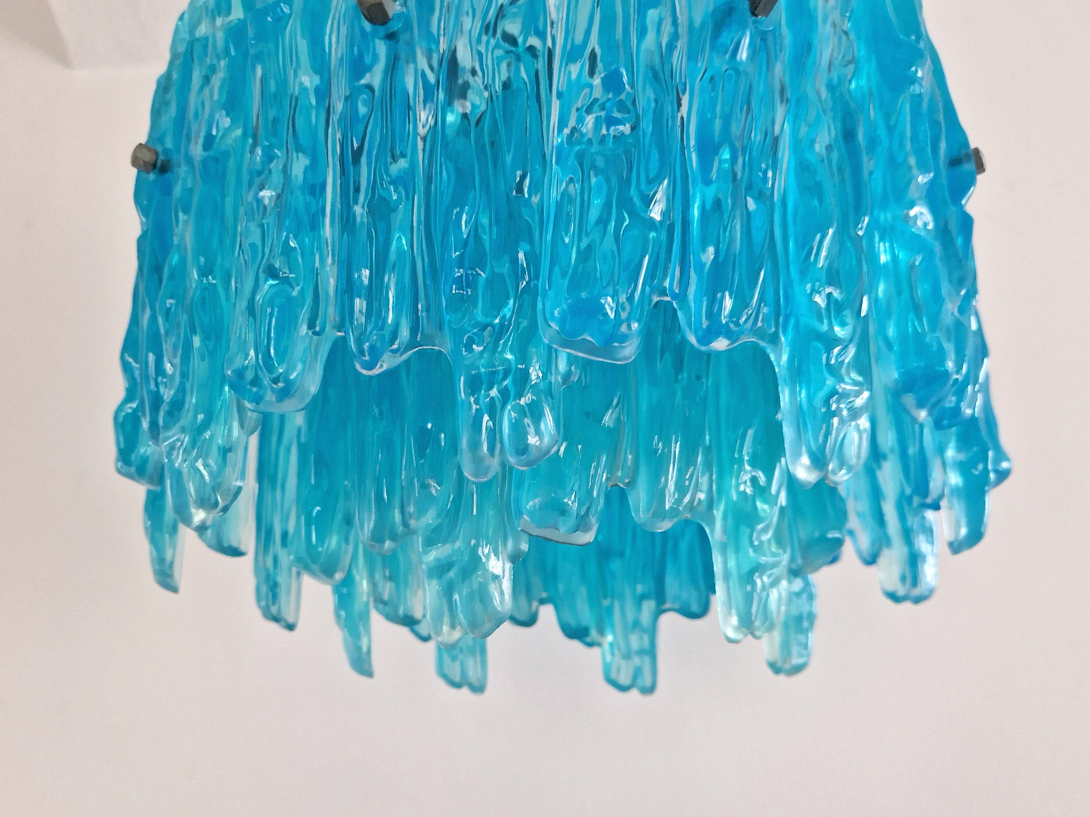 Turquoise lucite vintage pendant lamp, 1970's