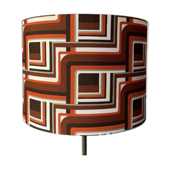Brown Jenga lampshade H30 D40 - vintage 70s fabric