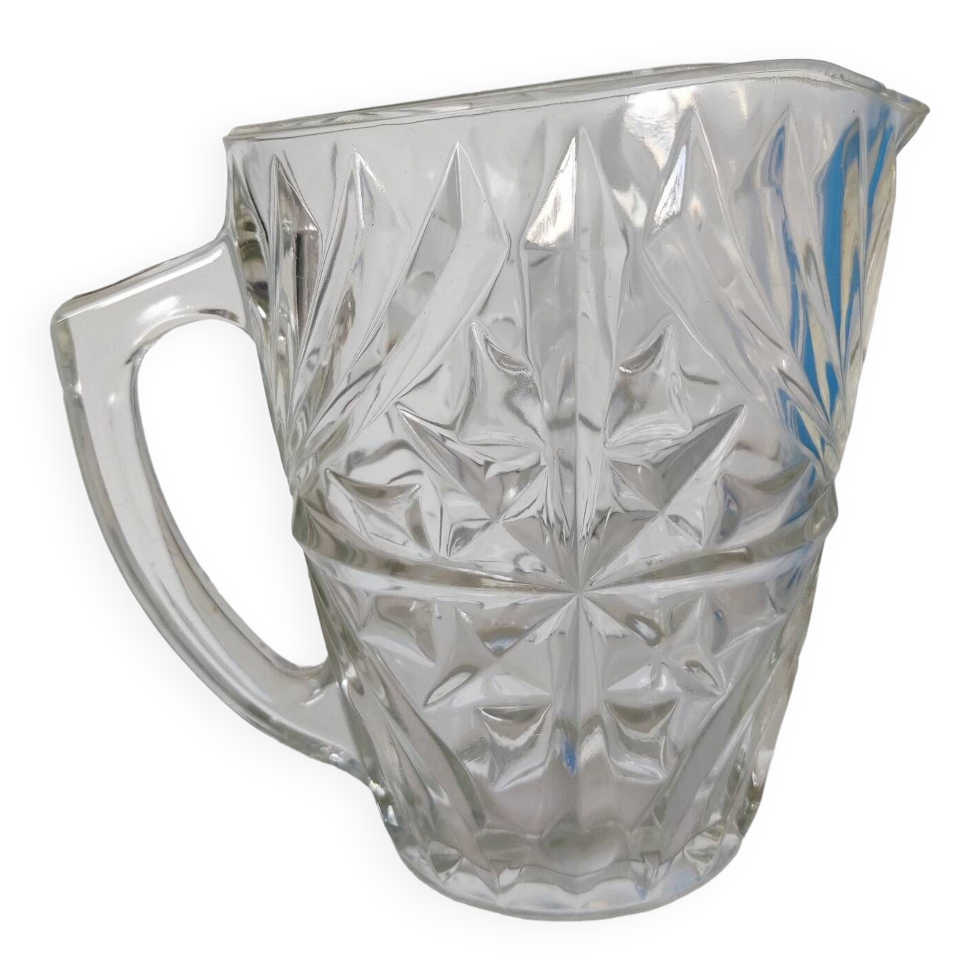 Vintage 1960s thick glass carafe pitcher