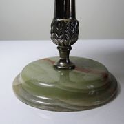 Rare display stand in green onyx and silver-plated metal, Italy, vintage 1935-1955.