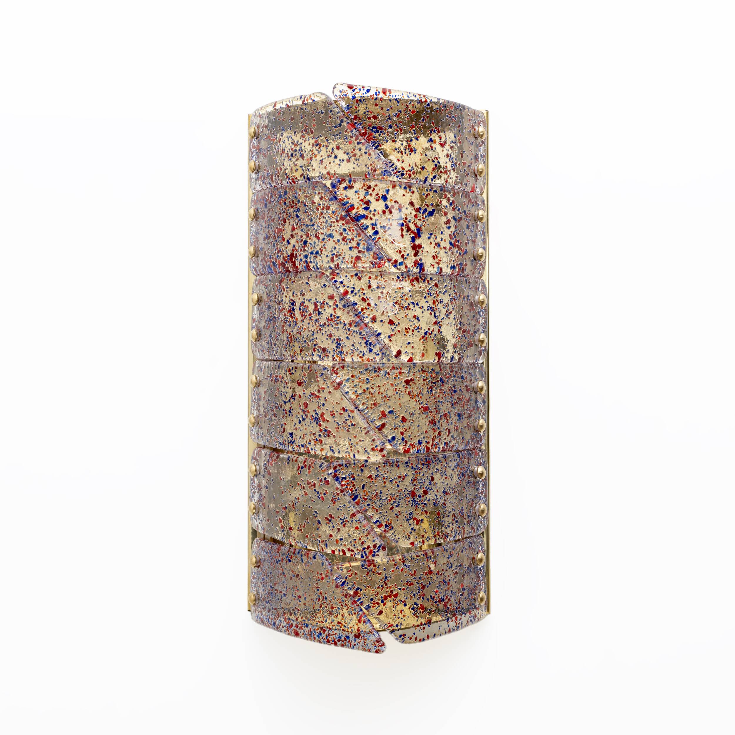 Pair of Mid-century Modern Style Italian Murano Glass and Brass Sconces