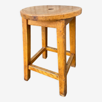 Tabouret de ferme frêne rustique 1940