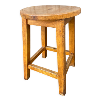 Tabouret de ferme frêne rustique 1940