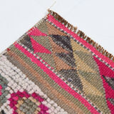 Neutral color handmade runner rug 317x87cm