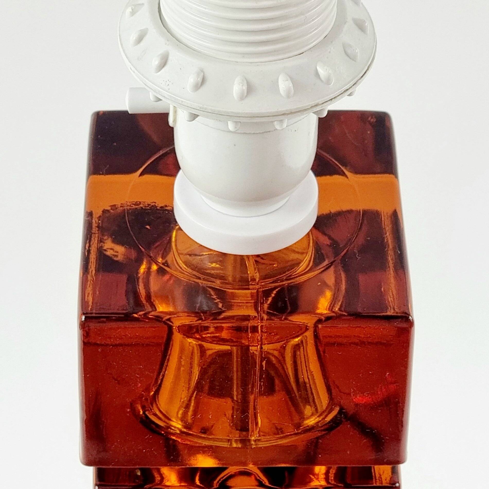 Large Mid-Century Scandinavian Art Glass & Brass Table Lamp by C.Fagerlund