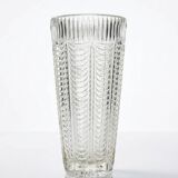 Large moulded glass vase, draped decoration, vintage 1960s.