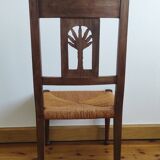 Armchair, low carved chair from the 19th century - decorated with wheat ears.