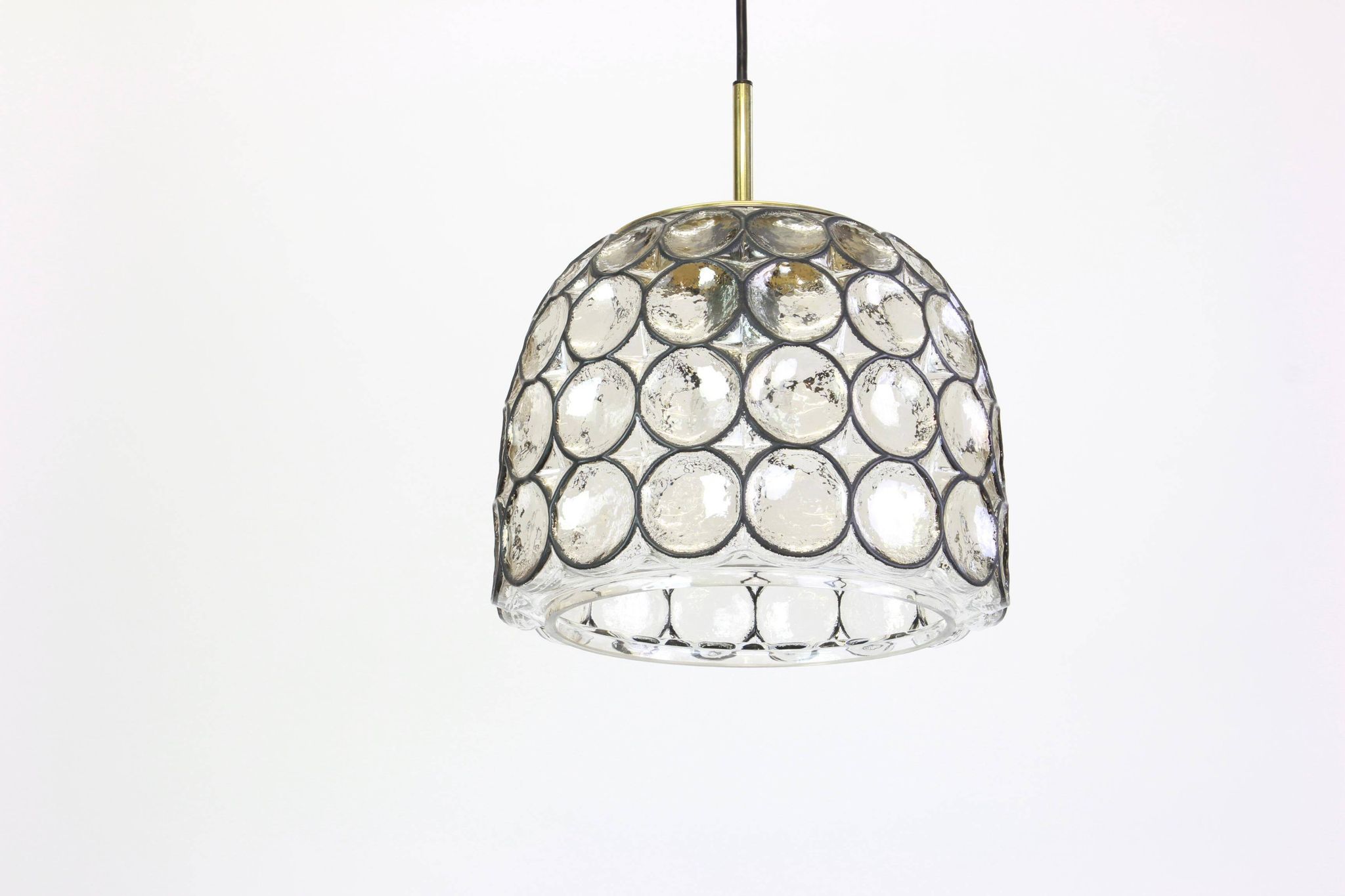 Iron and clear glass pendant from Limburg, Germany, 1960s.