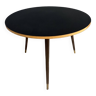 Table basse ronde en formica noir 1960