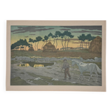 Lithograph by Henri Rivière The Aspects of Nature - The Twilight