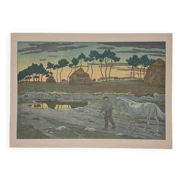 Lithograph by Henri Rivière The Aspects of Nature - The Twilight