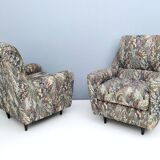 Pair of High-Quality Patterned Fabric Armchairs, Italy