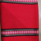 Red, white/black and green rectangular tablecloth