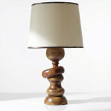 Imposante lampe style scandinave vintage design bois tourné sculpté avec anneau