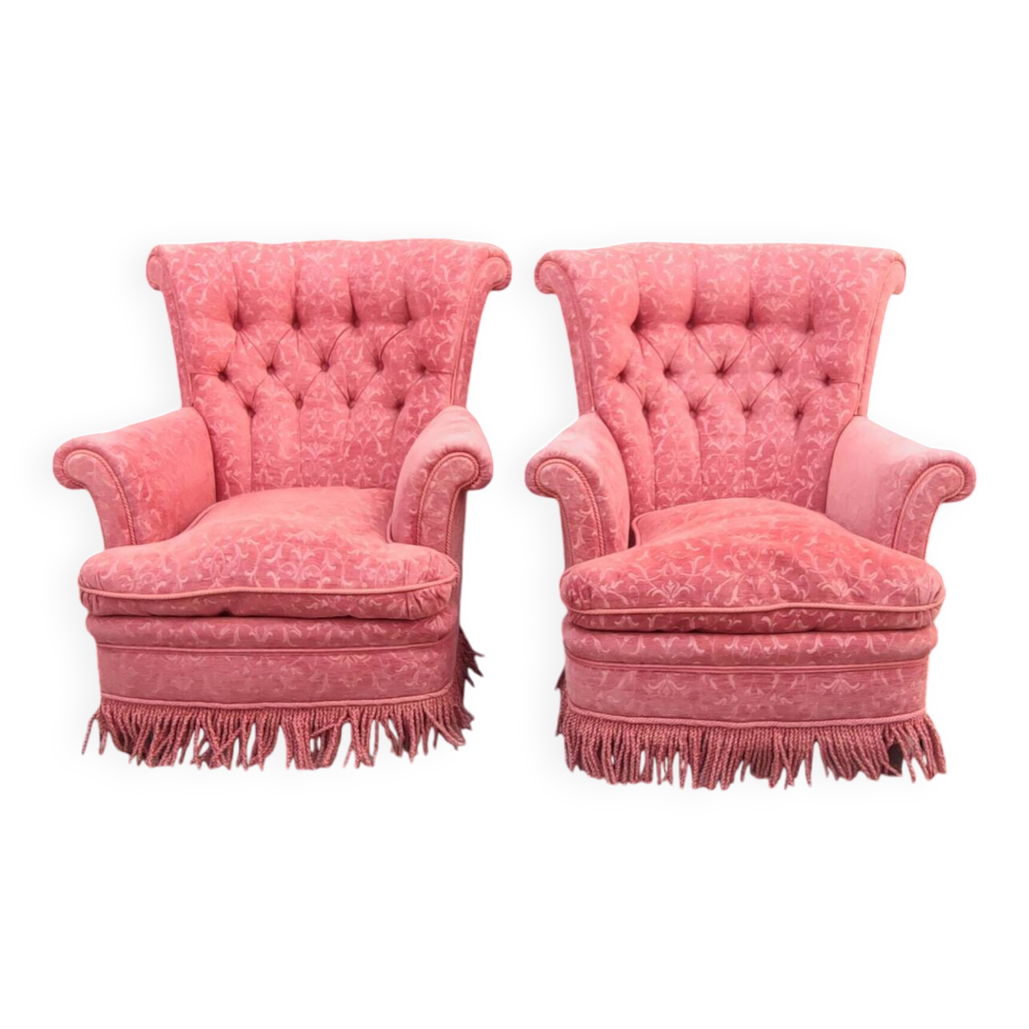 Pair of old toad armchairs