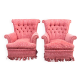 Paire anciens fauteuils crapaud