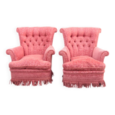 Paire anciens fauteuils crapaud