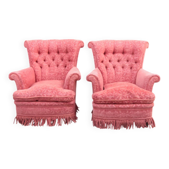 Paire anciens fauteuils crapaud