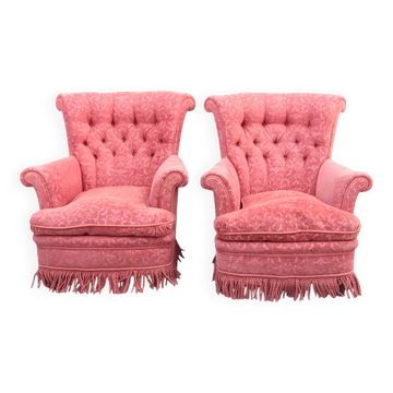 Pair of antique crapaud armchairs