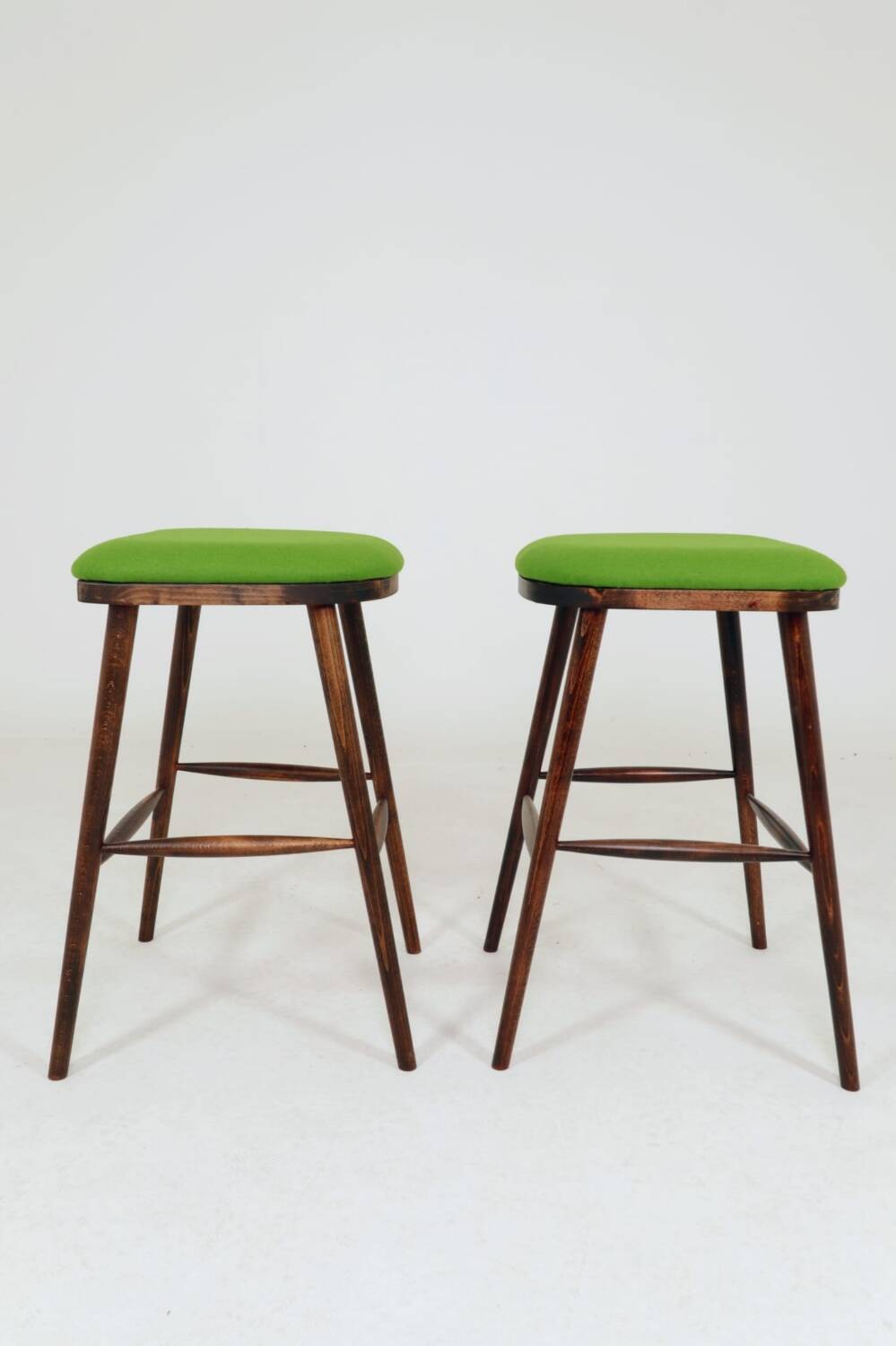 Pair of vintage stools Scandinavian style wool v