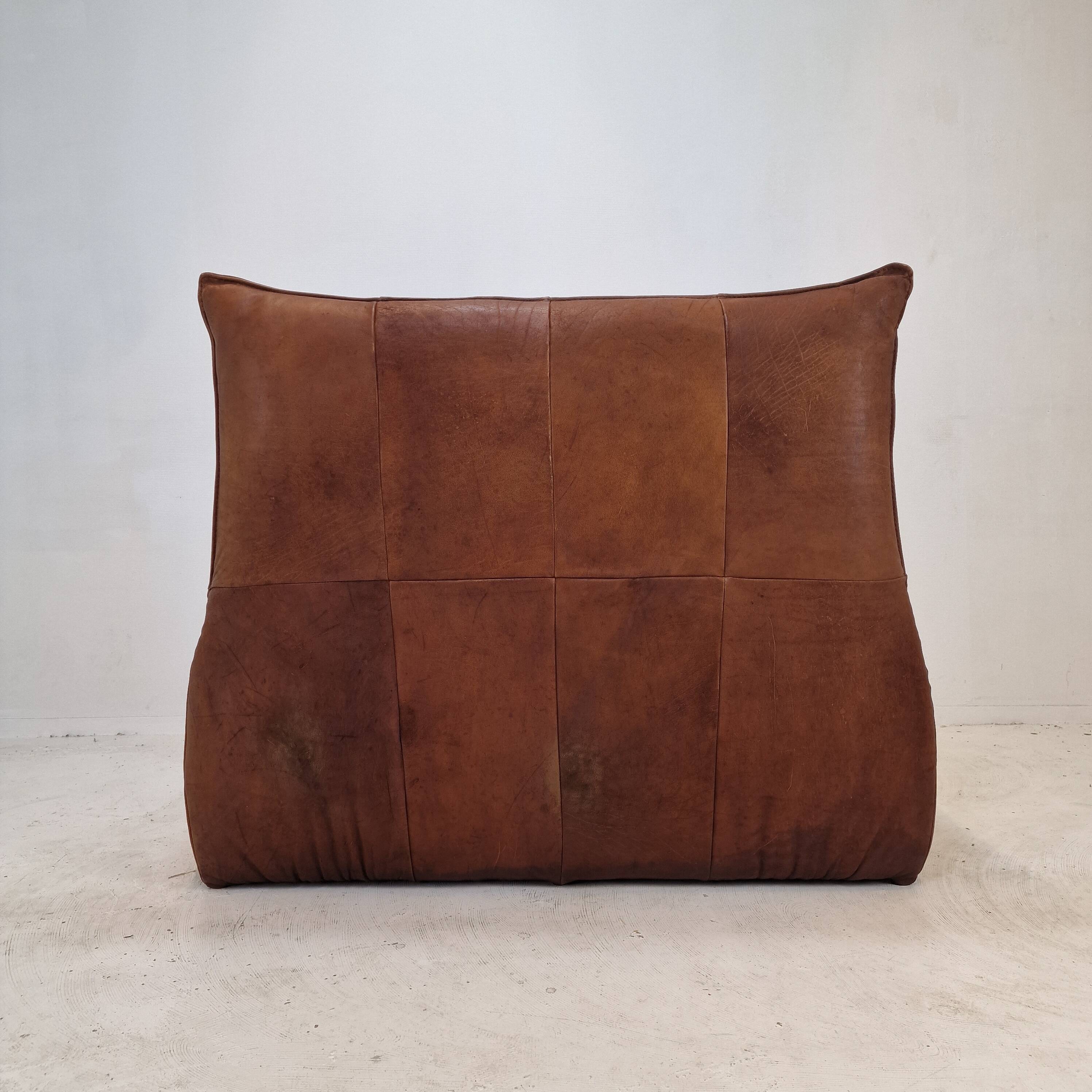 Montis “The Rock” Sofa In Brown Leather By Gerard Van Den Berg, 1970s