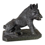 The Porcelino after Pietro Tacca, sculpture in green serpentine marble, Italy 19th century.