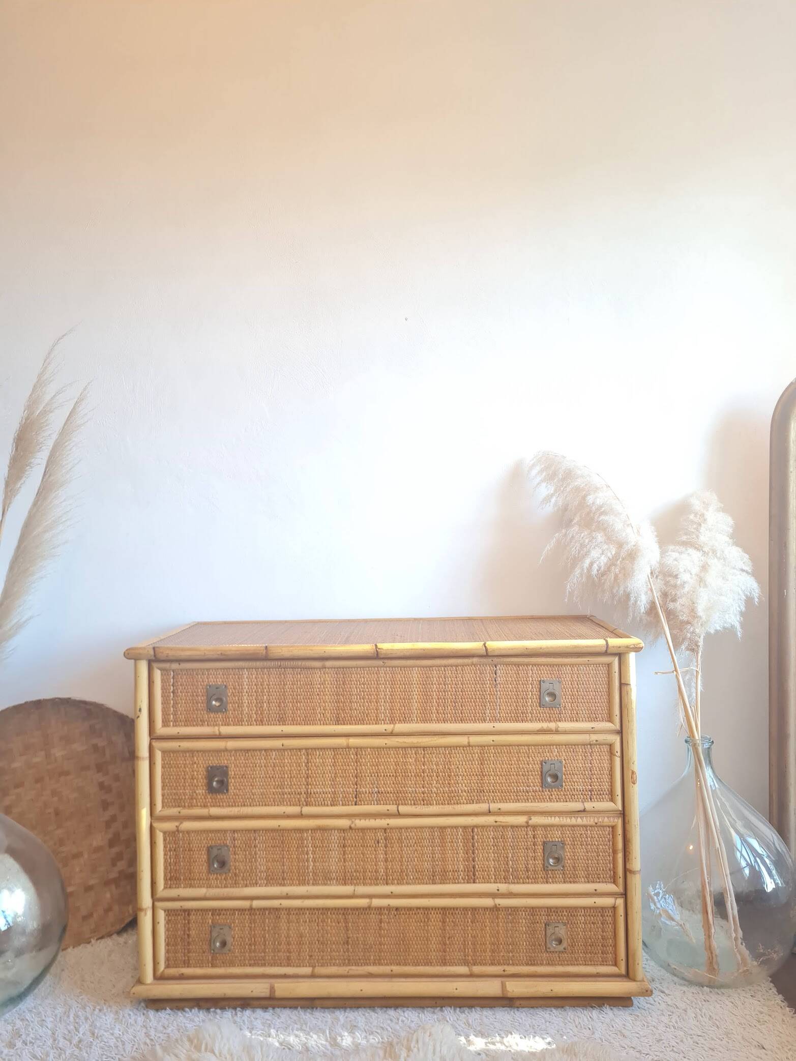 Rattan chest of drawers circa 1970 - Dal Vera