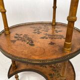 Pedestal table with three trays surrounded by an openwork brass gallery, late 19th century
