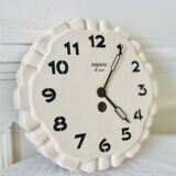 Round cream ceramic wall clock Bayard 8 days vintage
