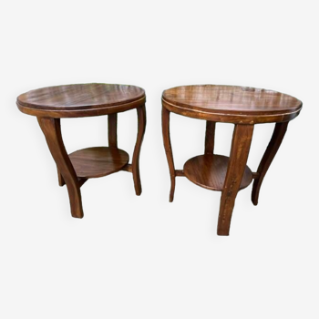 Duo de tables d'appoint ou guéridons Vintage années 50