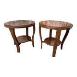 Duo of side tables or vintage pedestal tables from the 50s