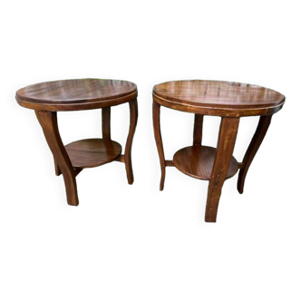 Duo of side tables or vintage pedestal tables from the 50s