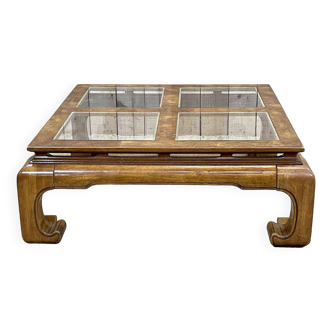 English coffee table from the 1970s in walnut burr