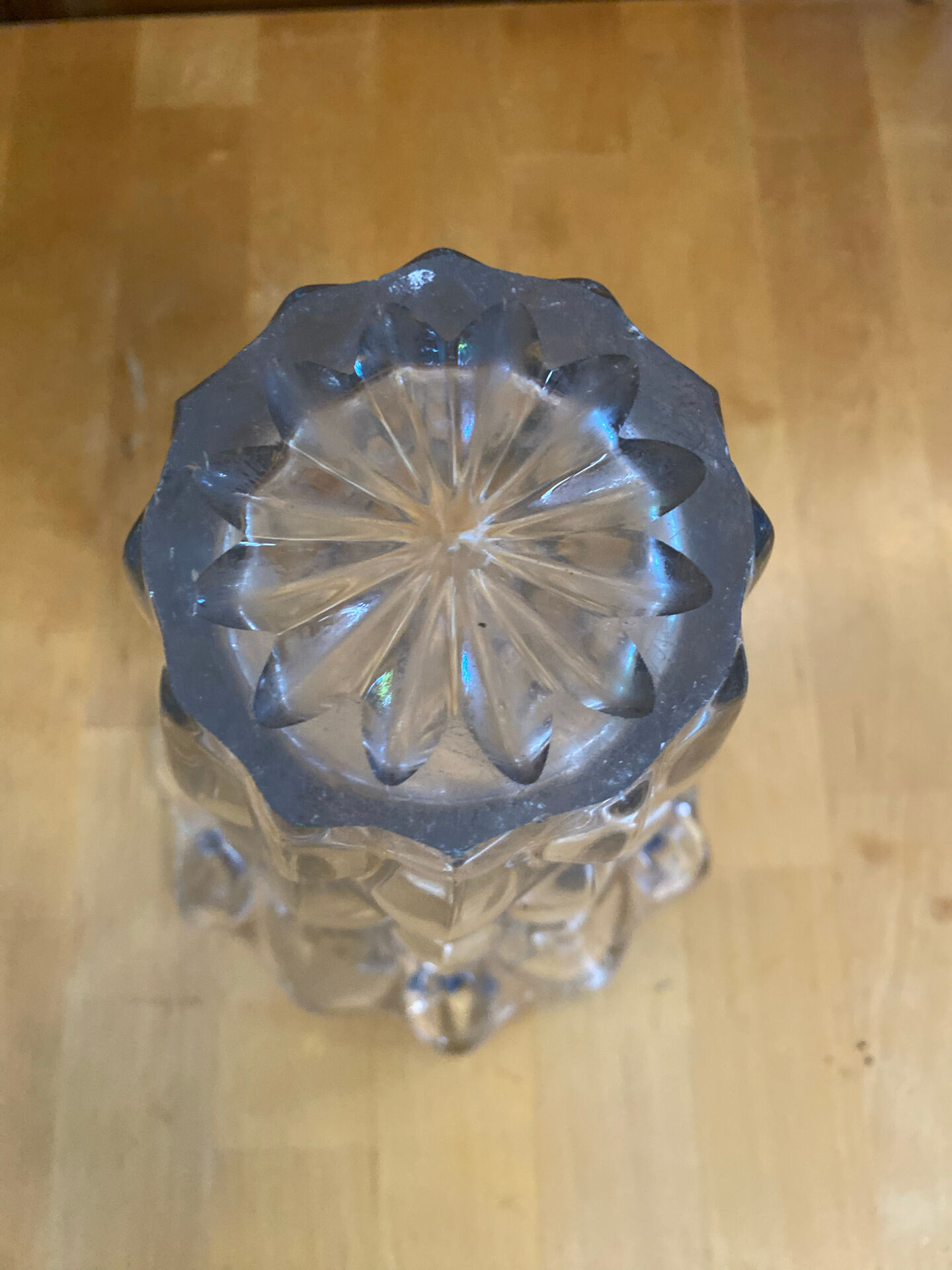 Vintage 1970s Moulded Glass Vase in Corolla Shape with Bubbles