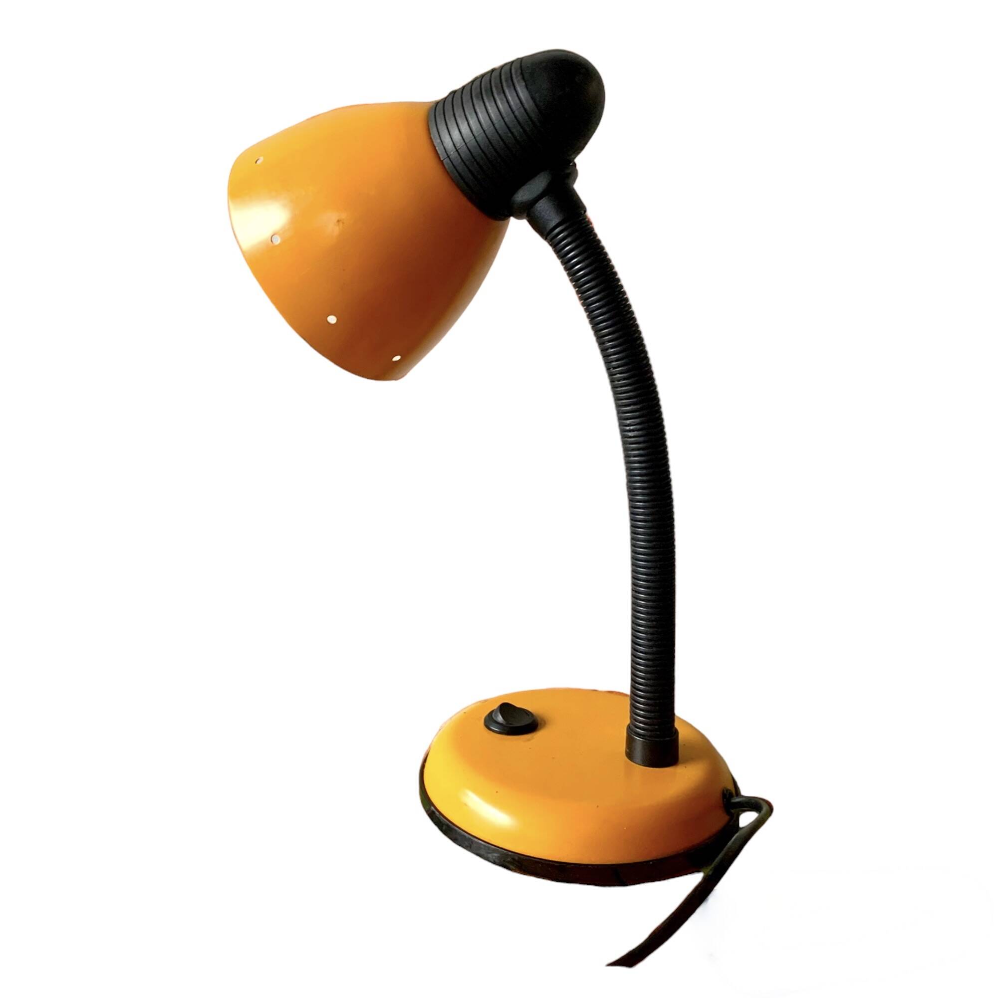 Vintage orange painted metal desk lamp