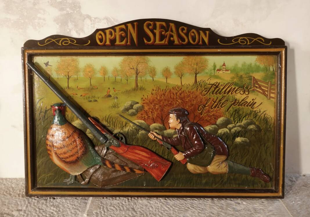Country Corner Scène Chasse. Decoration Murale Vintage.