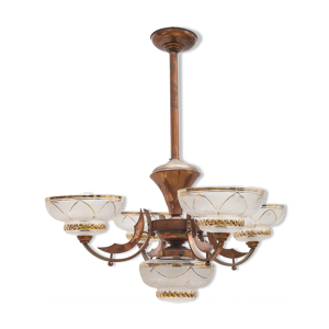 Lustre art déco 5 feux 1940
