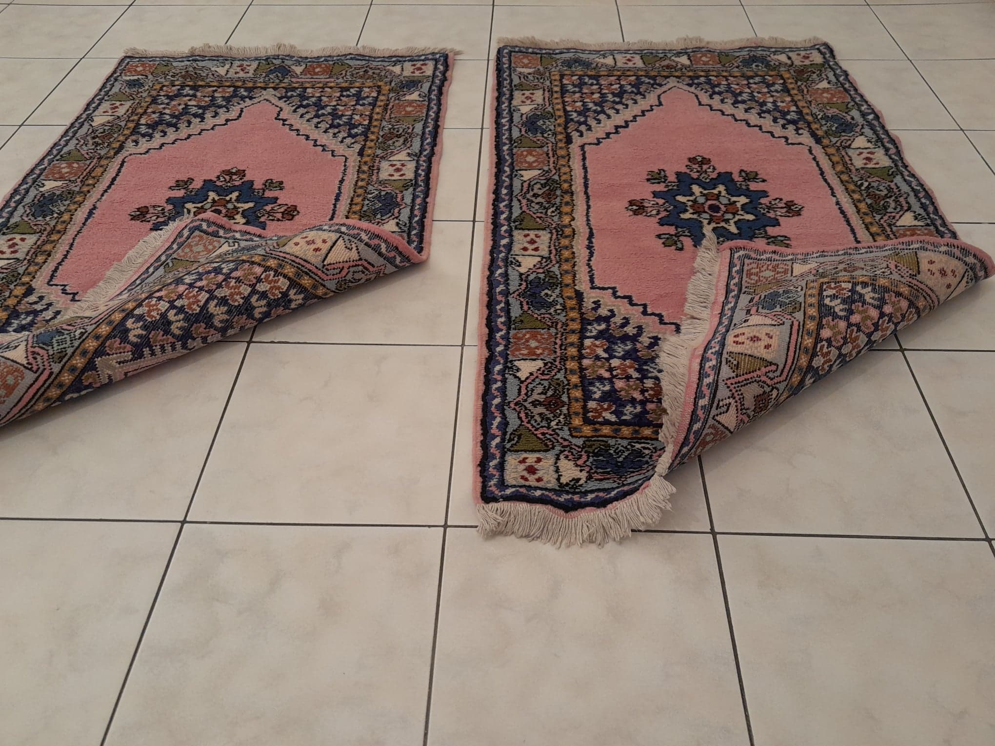 Set of 2 Berber carpets handmade bed descents