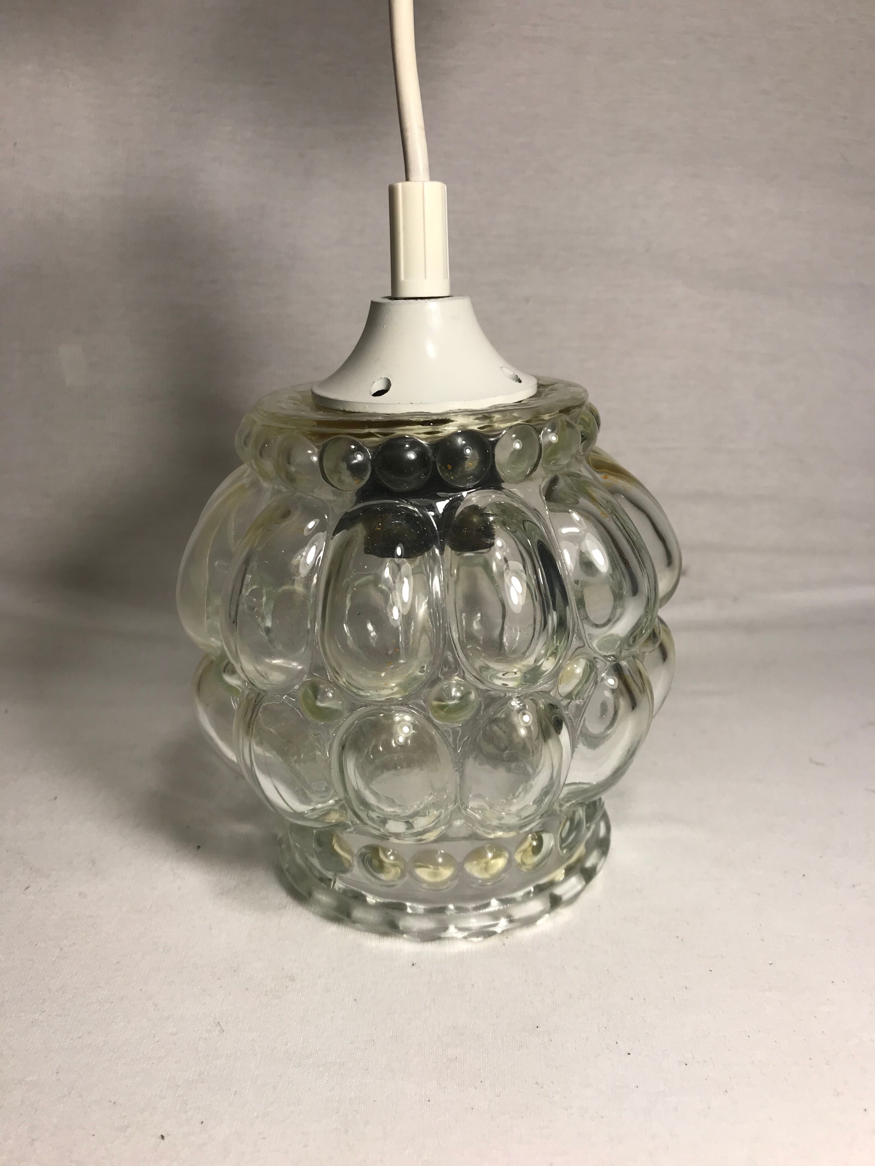 Suspension chandelier ceiling light glass molded 70s vintage
