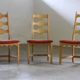 Vintage 1960s Danish Brutalist Ladderback Light Oak Chairs style of Kjærnulf