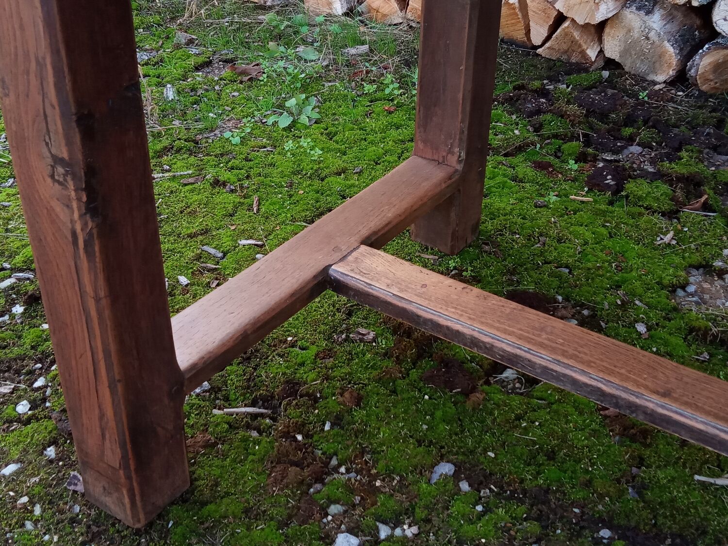 Oak farmhouse table with two large drawers