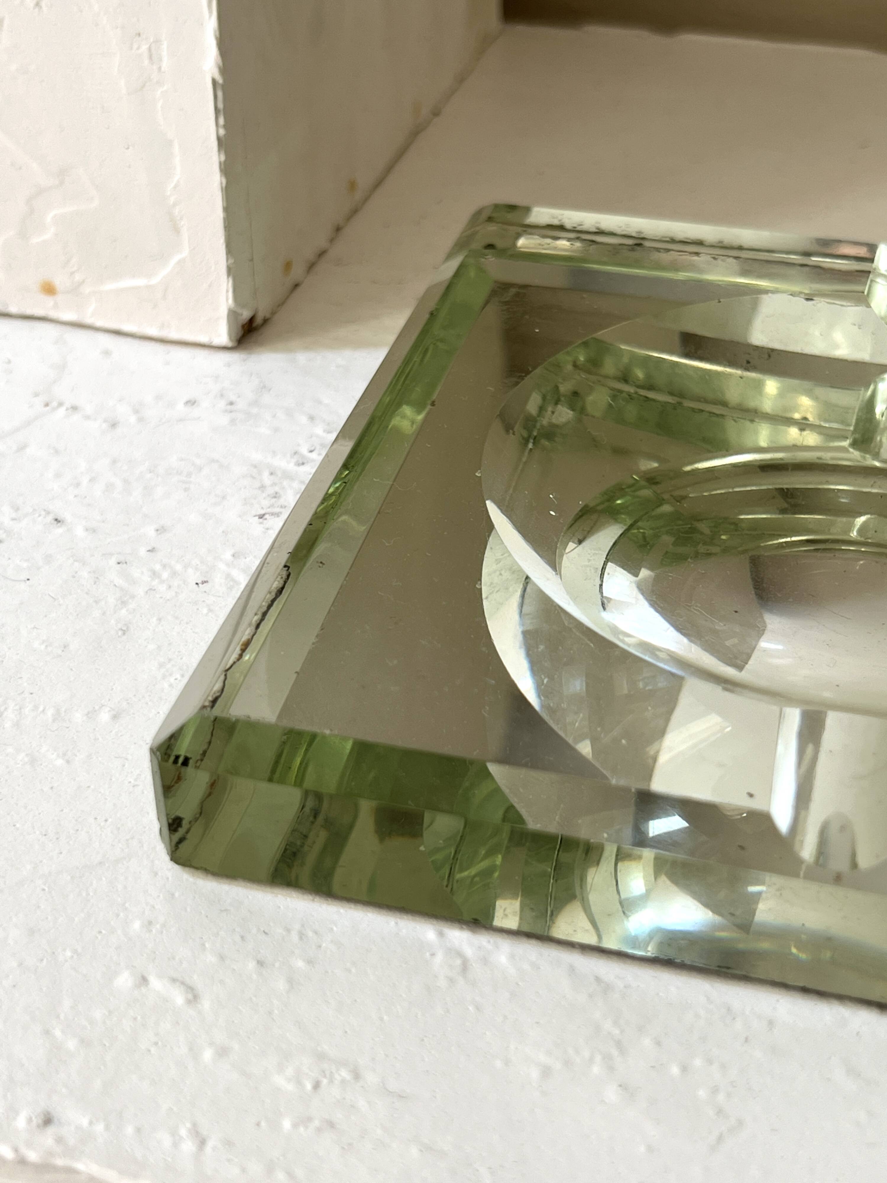 Cendrier vide-poche moderniste en verre et miroir, Jean Luce