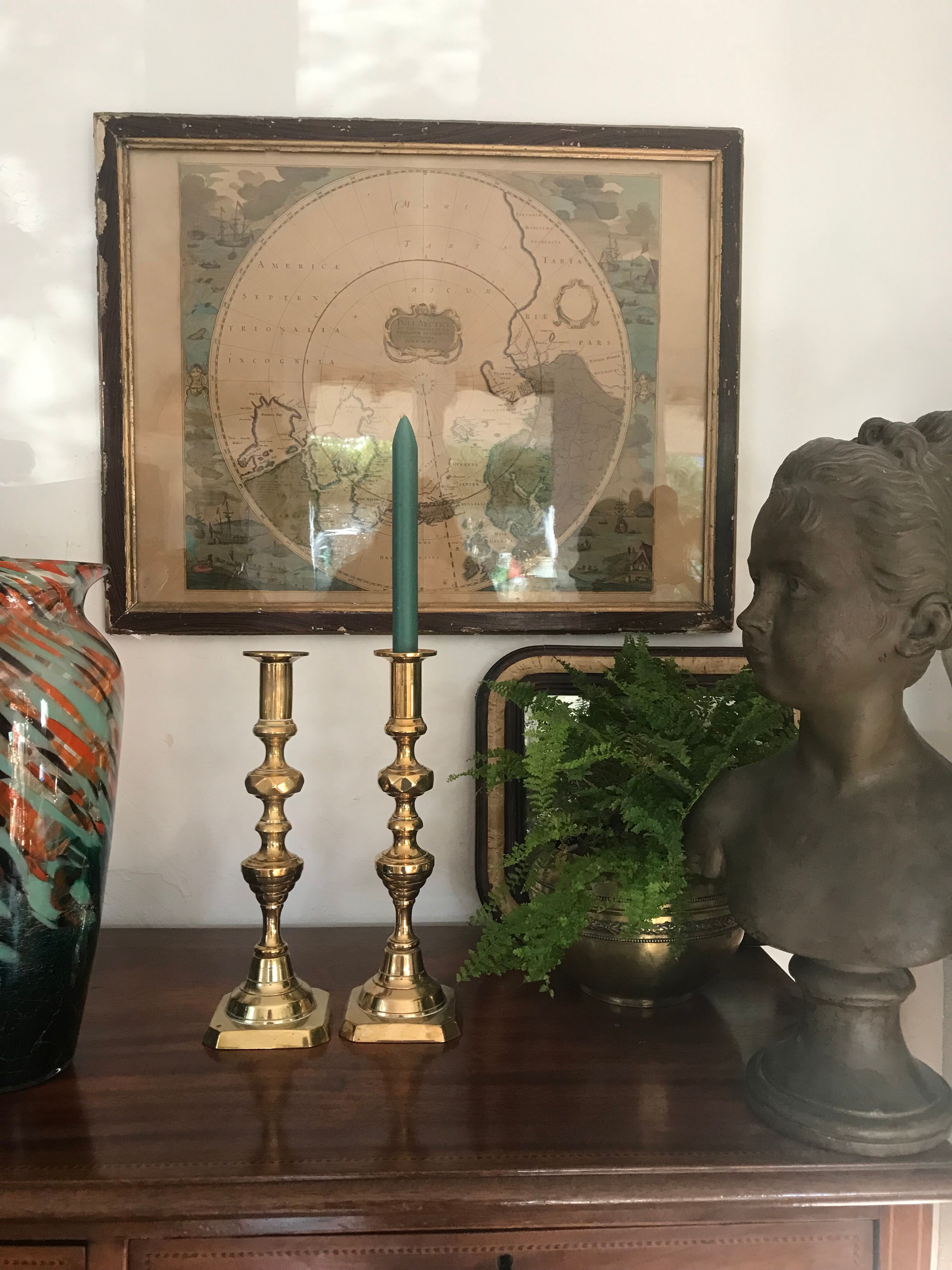 Pair of Victorian candle holders in gilded bronze
