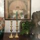 Pair of Victorian candle holders in gilded bronze