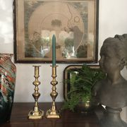 Pair of Victorian candle holders in gilded bronze