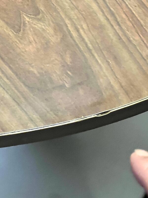 Table a manger midcentury ronde tulipe & plateau bois, design vintage 1970