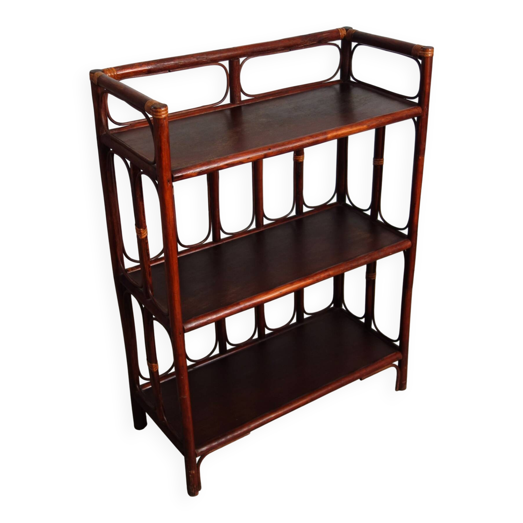 Vintage bamboo and rattan shelf