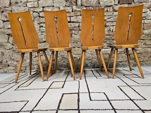 Lot 4 chaises bistrot brutaliste
