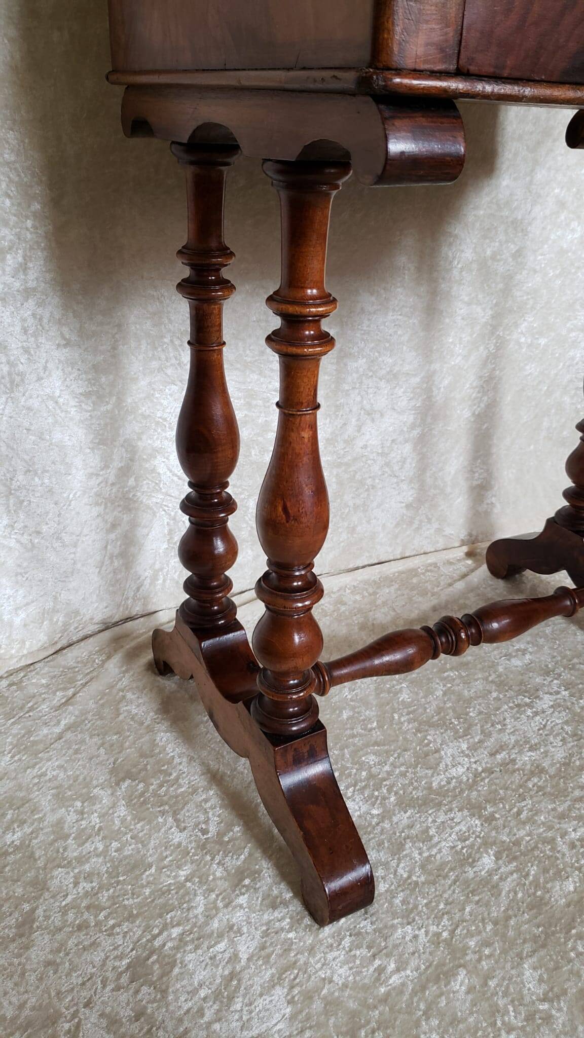 Walnut work table circa 1840.