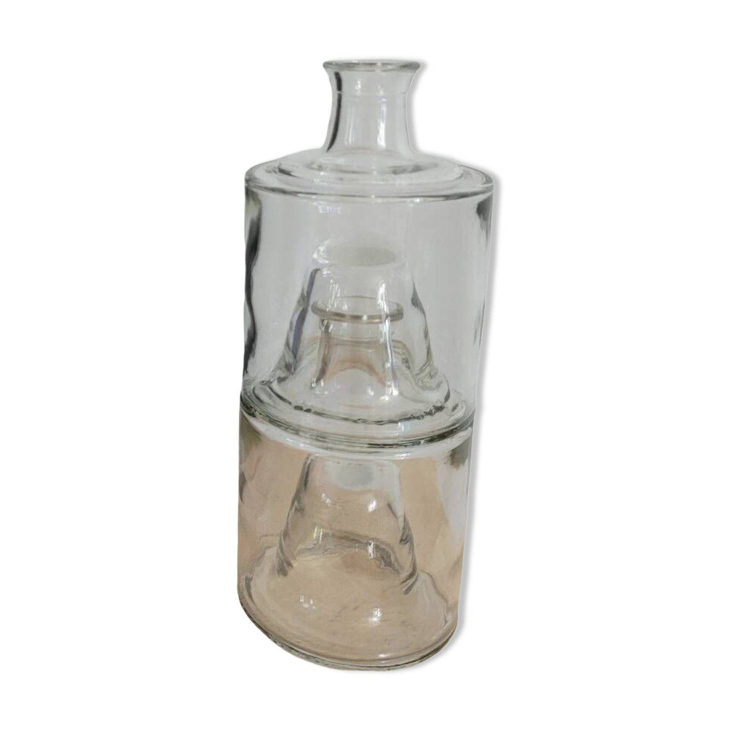 Set of 2 stackable glass bottles